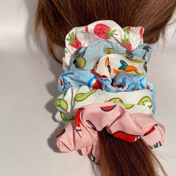 1397 Set of 6 Lightweight Summer Print Scrunchie NWT - Picture 1 of 9